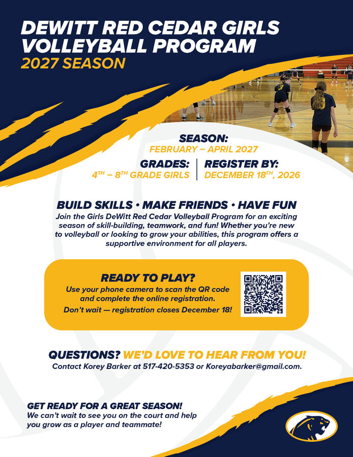 Dewitt RC Volleyball Sign-up Flyer