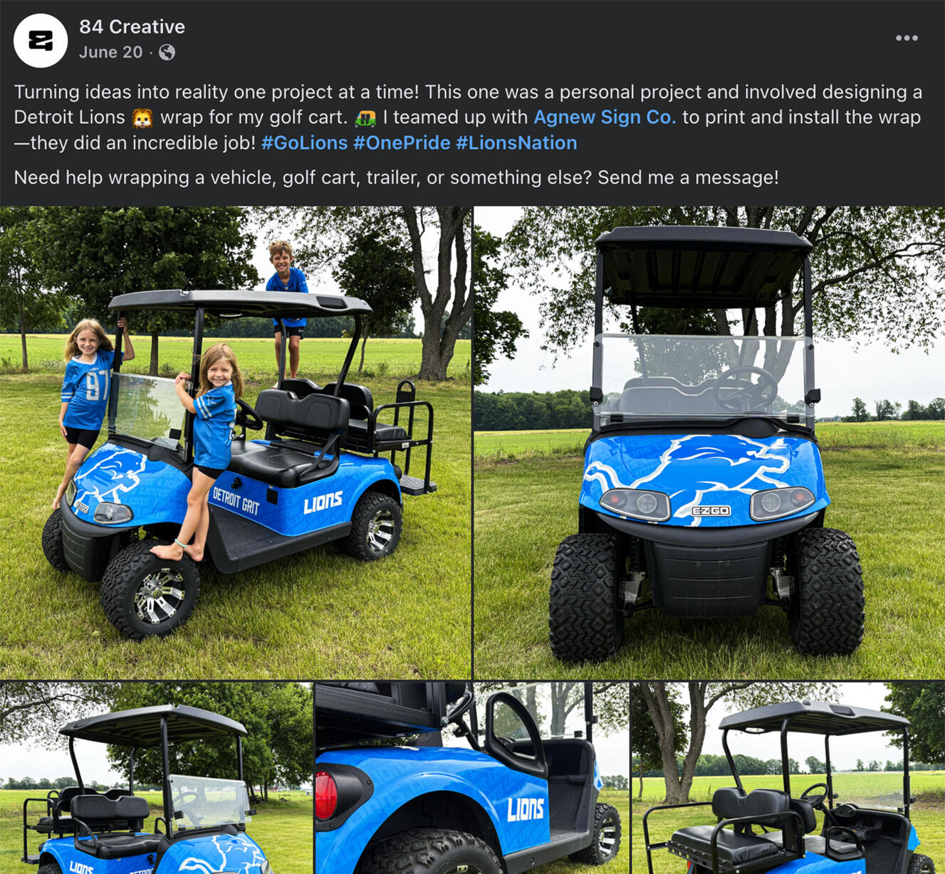 Detroit Lions Golf Cart Wrap